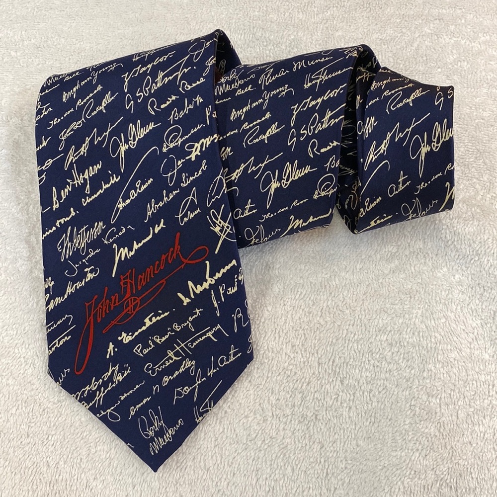 NWT Museum Artifacts All Silk Necktie “John Hancock” - Signed - Rare!